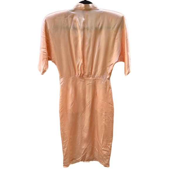 Vintage Wild Dress Peach Satin Button Down Dress - Picture 4 of 8